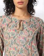 Women Paisley Print Straight Kurta with Neck Tie-Up - Image 2