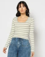 Women Striped Crop Fit Top - Image 2